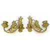 Image 1 : A pair of brass wall sconces, branches cast with winged gryphon and trellis design...