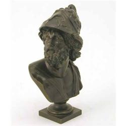 A bronze classical bust of Ajax, 11ins...
