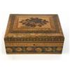 Image 1 : A Thomas Barton Tunbridgeware work box, the domed lid decorated with a central floral spray withi...
