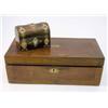 Image 1 : A late 19th century walnut stationery box and a mahogany crossbanded writing slope, the walnut bo...