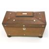 Image 1 : A Regency rosewood sarcophagus shaped two division tea caddy, inlaid with mother-of-pearl, with t...