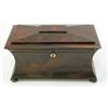 Image 1 : A William IV rosewood two division tea caddy, of unusual concave rectangular form, on bun feet, 1...