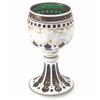 Image 1 : A 19th century Bohemian green glass goblet, overlaid in white and gilded with vine leaves, on spr...