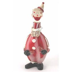 A Venetian coloured glass decanter, in the form of a clown, 14in....