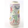 Image 1 : A Poole pottery vase, of waisted cylindrical form, painted with stylised birds and foliage in pol...