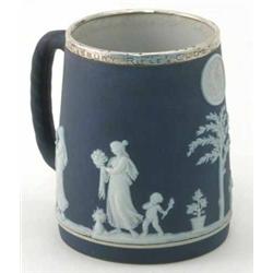 A Wedgwood blue jasper cup, with silver mount engraved "Salisbury Rifle Club" and presentation in...