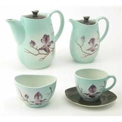 A Carltonware coffee service, 15 pieces for a six-place setting, moulded with lilac sprigs agains...