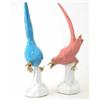 Image 1 : A pair of Mintons bone china magpies, one glazed in blue, the other in pink, both with gilded det...