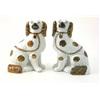 Image 1 : A pair Victorian Staffordshire 'comforter' spaniels, with separately cast front leg and copper lu...