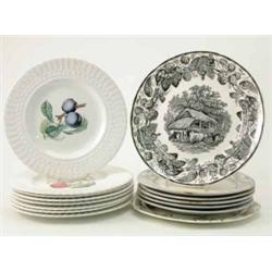 A set of eight Royal Cauldon plates, all printed with different fruit in colours (9.5in.), two Co...