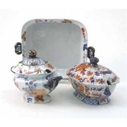 An early Mason's ironstone sauce tureen, with cover, impressed mark (7.5in.), one other covered s...