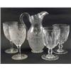 Image 1 : A Victorian glass jug, cut with foliage (9.5in.) and pair of goblets en suite (7in.) and two othe...