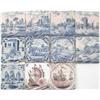 Image 1 : Eleven 18th century tin-glazed tiles, two painted with ships in manganese, others in blue, two da...
