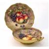 Image 1 : A bone china two-handled bowl, painted with fruit in style of Royal Worcester (9in.) and a simila...