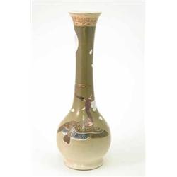 A Satsuma baluster vase, decorated with geese in flight, 16ins...