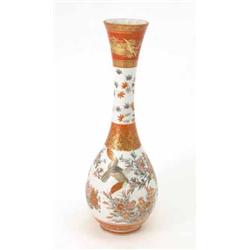 A Kutani baluster vase, decorated with birds and flowers, 17.5ins...
