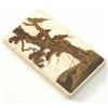 Image 1 : A Japanese lacquered ivory card case, decorated with fujiyama and a sunset through trees, 4.5ins...