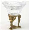 Image 1 : A French Empire design cut glass comport, supported on three ormolu caryatids and a triform base,...