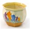 Image 1 : A Clarice Cliff Crocus-pattern pot, octagonal shape, printed mark in black, 4in. diam....