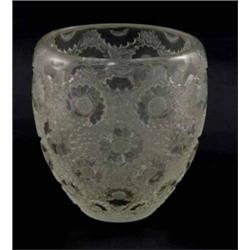 A Lalique clear glass 'Paquerettes' vase, cat. ref. 10-877, a design of stylised sunflowers, circ...