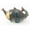 Image 1 : A majolica novelty teapot, in the form of a fish with scale-effect, 11in....