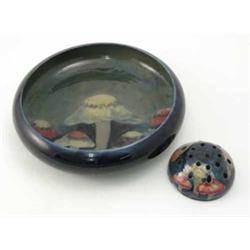 A Moorcroft Claremont pattern bowl and oasis, circa 1915, decorated in shades of green, yellow an...