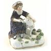 Image 1 : An early Victorian Staffordshire bone china figure, lady seated with lamb, on cushion base, 4.5in...