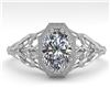 Image 1 : 1.0 CTW VS/SI Oval Diamond Solitaire Engagement Ring Deco Size 7 18K White Gold - REF-299X4T - 36039