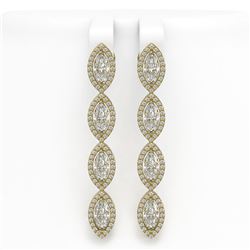 6.08 CTW Marquise Diamond Designer Earrings 18K Yellow Gold - REF-1136A2X - 42748