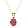 Image 2 : 3.50 CTW Ruby Designer Inspired Solitaire Necklace 18K Yellow Gold - REF-33F3N - 21879