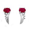 Image 1 : 0.72 CTW Ruby & Diamond Earrings 18K White Gold - REF-19T3M - 12774