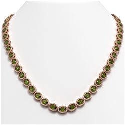 31.1 CTW Tourmaline & Diamond Halo Necklace 10K Rose Gold - REF-600H2A - 40422