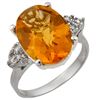 Image 1 : 5.10 CTW Citrine & Diamond Ring 18K White Gold - REF-58M2H - 11393