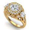 Image 1 : 2.11 CTW VS/SI Diamond Solitaire Art Deco 3 Stone Ring 18K Yellow Gold - REF-490M9H - 37330