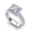 Image 1 : 2 CTW Princess VS/SI Diamond Solitaire Micro Pave Ring 18K White Gold - REF-472F8N - 37181