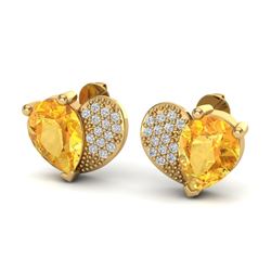 2.50 CTW Citrine & Micro Pave VS/SI Diamond Earrings 10K Yellow Gold - REF-30W2F - 20071