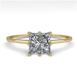 1.0 CTW VS/SI Princess Diamond Solitaire Engagement Ring Size 7 18K Yellow Gold - REF-287W4F - 35896