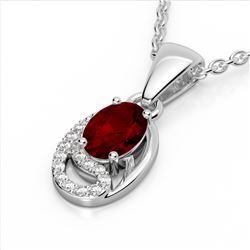 1.25 CTW Garnet & Micro Pave VS/SI Diamond Necklace 10K White Gold - REF-18A9X - 22352