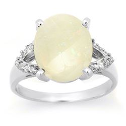 2.75 CTW Opal & Diamond Ring 10K White Gold - REF-45K5W - 13025