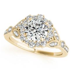 1.25 CTW Certified VS/SI Diamond Solitaire Halo Ring 18K Yellow Gold - REF-212A8X - 26535