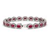 Image 2 : 15.2 CTW Ruby & Diamond Halo Bracelet 10K White Gold - REF-255H3A - 40454