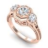 Image 1 : 1.05 CTW VS/SI Diamond Solitaire Art Deco 3 Stone Ring 18K Rose Gold - REF-200T2M - 37101