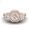 Image 2 : 1.05 CTW VS/SI Diamond Solitaire Art Deco 3 Stone Ring 18K Rose Gold - REF-200T2M - 37101