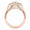 Image 4 : 1.05 CTW VS/SI Diamond Solitaire Art Deco 3 Stone Ring 18K Rose Gold - REF-200T2M - 37101
