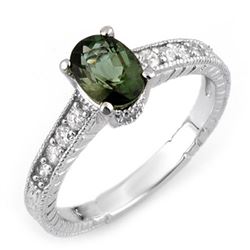 1.25 CTW Green Tourmaline & Diamond Ring 14K White Gold - REF-40N9Y - 10726