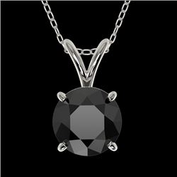 1 CTW Fancy Black VS Diamond Solitaire Necklace 10K White Gold - REF-26M3H - 33185