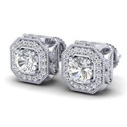 2.75 CTW VS/SI Diamond Solitaire Art Deco Stud Earrings 18K White Gold - REF-472X8T - 37322