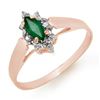 Image 1 : 0.25 CTW Emerald Ring 18K Rose Gold - REF-18Y8K - 12906