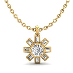 1.33 CTW VS/SI Diamond Solitaire Art Deco Necklace 18K Yellow Gold - REF-220A9X - 37069