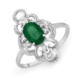 0.71 CTW Emerald & Diamond Ring 10K White Gold - REF-17T5M - 12480